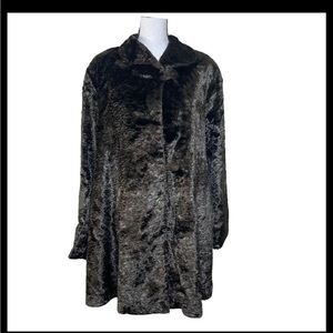 Vintage Monika Turtle Size M Faux Fur Coat Brown Collar Pockets mob wife
